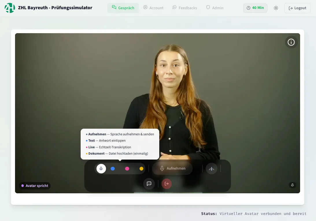 Laufende Simulation mit Avatar