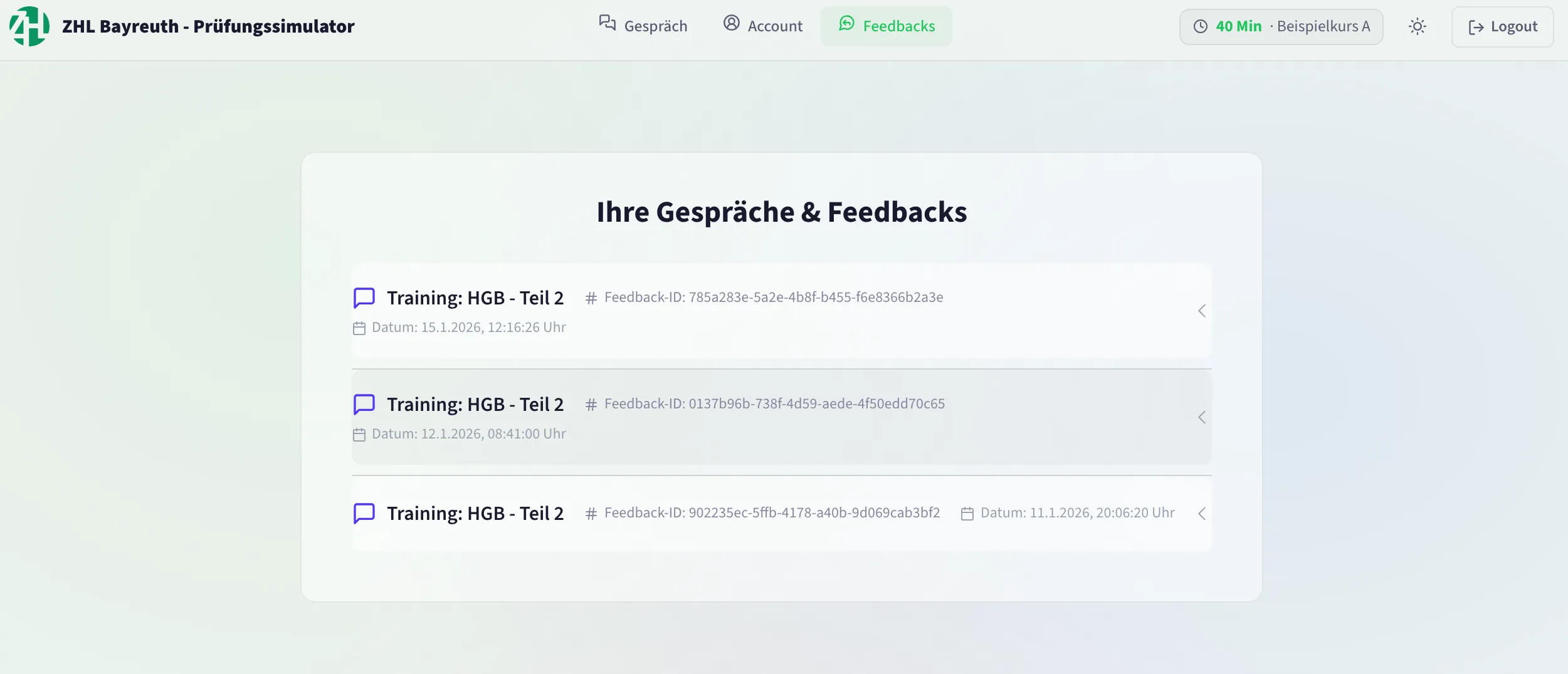 Feedbacks-Verlauf